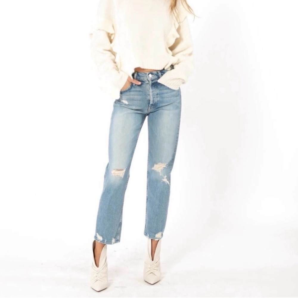 MOTHER Faded Blue Cropped Jeans